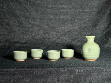 Japanese Celadon Porcelain Sake Set