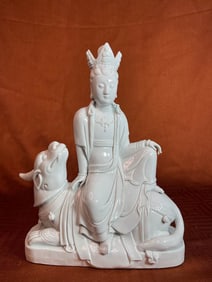 Chinese Dehua Porcelain Kuanyin on Beast