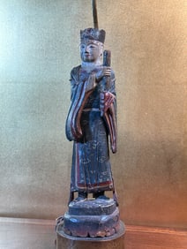 Chinese Ming Wood Figurine with Polychrome
