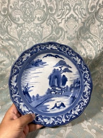 18th cen Japanese Blue White Porcelain Bowl - Arita Kiln