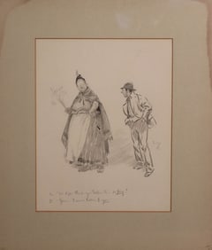 Etching by Phil May - Property of Albert Gallatin Estate - Paper Lable