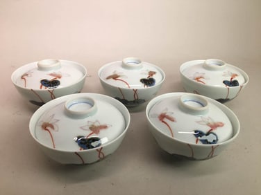 Japanese Kinkozan Porcelain Teabowl Set
