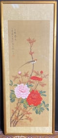 Chinese Painting on Silk - Floral Scene