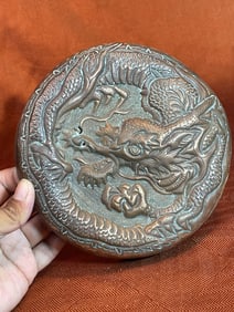 Japanese Copper Plaque with Dragon Motif