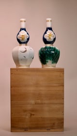 Pair Japanese Kutani Porcelain Vases