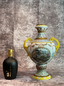 Unusual Chinese Famille Rose Porcelain Vase with Blue Enamle Mark