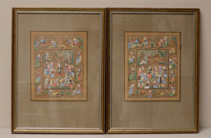 Pair Persian Framed Painting