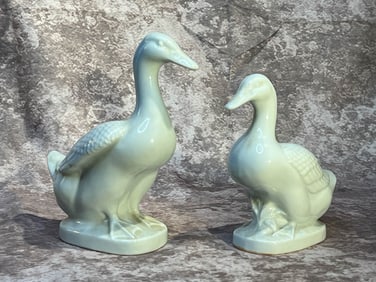 Pair Chinese Export Porcelain Ducks