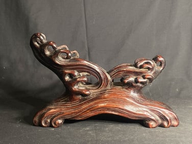 Chinese Carved Rosewood Stand of Wave Form