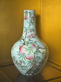 Chinese Porcelain Vase with Peach Scene