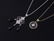 Pair Art Deco Diamond 14K Gold Onyx Pendant Necklaces - 2