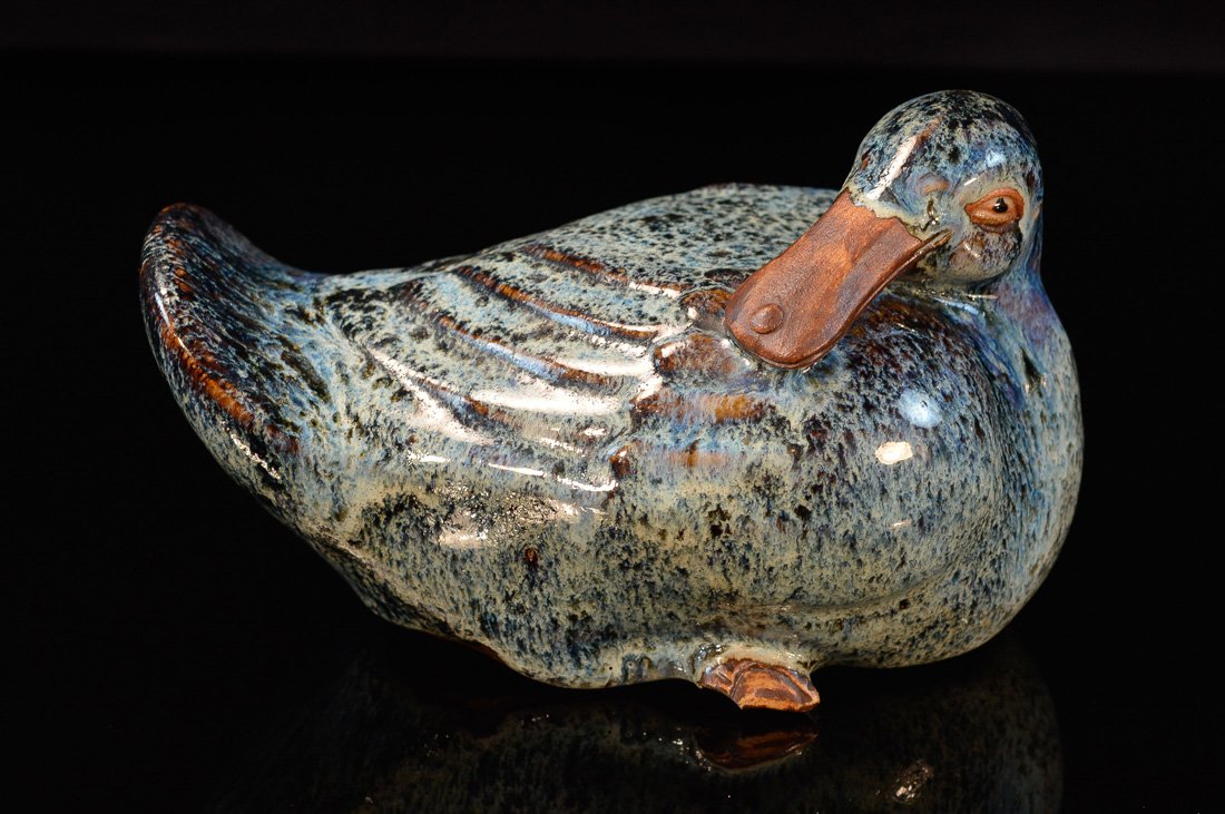 Chinese Shiwan Pottery Duck: 19/20th cen, Chinese export, measures 5"h 7"w Provenance: Estate of Alfred Guntermann, New Haven, Ct