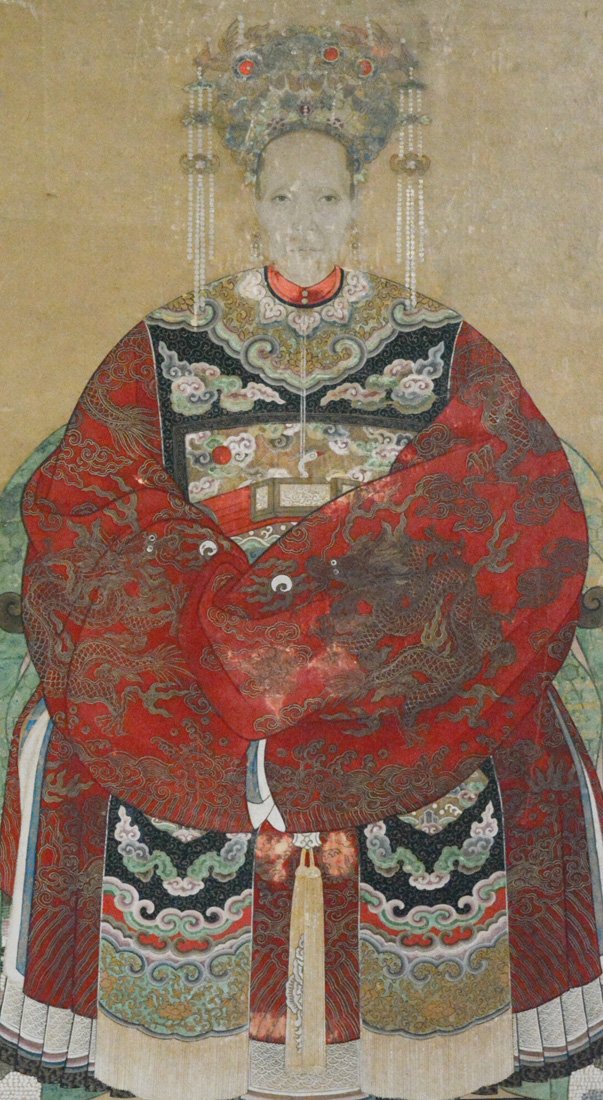 Chinese Ancestor Painting of a Woman: 19th cen, measures 38"l 18.5"w Provenance: Estate of Alfred Guntermann, New Haven, Ct