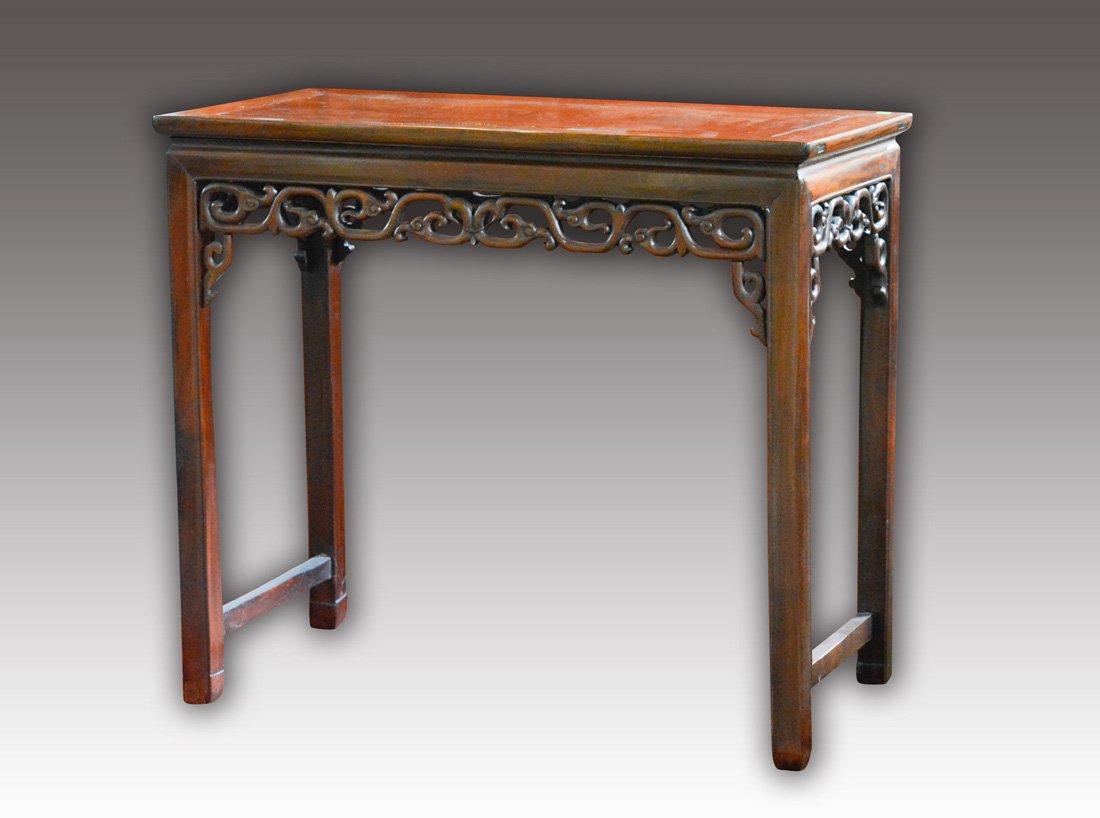 Chinese Rosewood Side Table: 19th cen, measures 29.5"h 35"w 17"d Provenance: Estate of Alfred Guntermann, New Haven, Ct