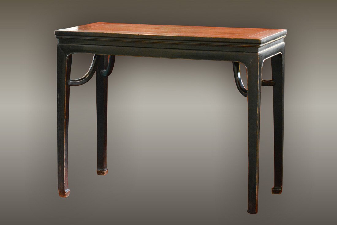 Chinese Hardwood Bench with Drawer: 19th cen, measures 34"h 43.25"w Provenance: Estate of Alfred Guntermann, New Haven, Ct