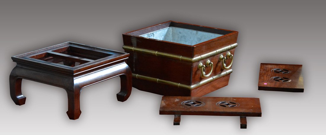 Chinese Hardwood Ice Chest: 19th cen, measures 22"h 19.25"w Provenance: Estate of Alfred Guntermann, New Haven, Ct