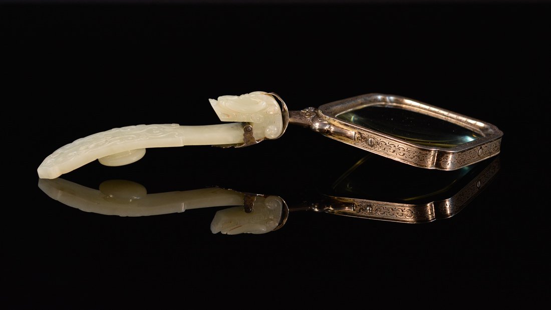 Chinese Jade Belt Buckle with Edward Farmer Silver: 19/20th cen, measures 10.5"l 4"w, jade measures 5.5"l