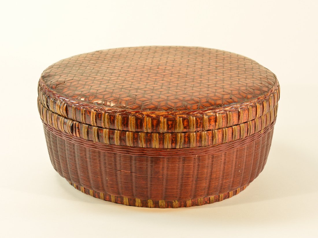 Large Japanese Bamboo Box: 19th cen, measures 5" x 12"; Collection of Newington, Ct Estate .
