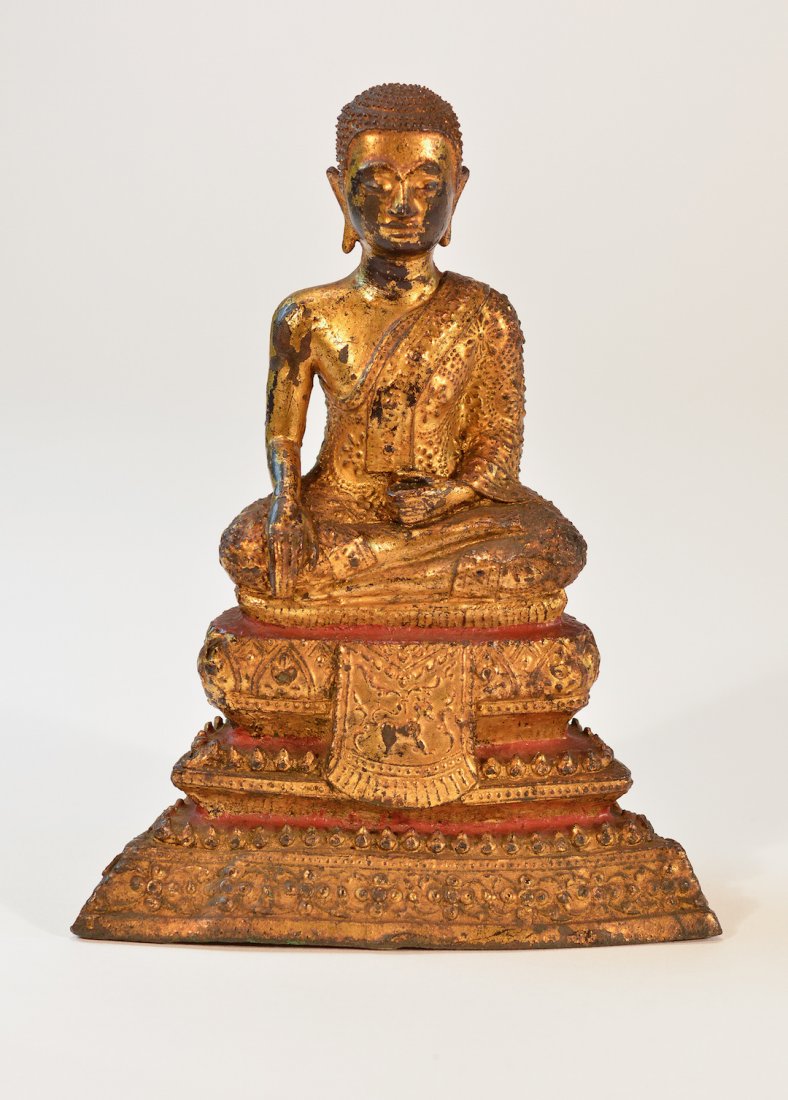 Antique Thai Seated Bronze Lohan: 19th cen, measures 6"h 5"w .