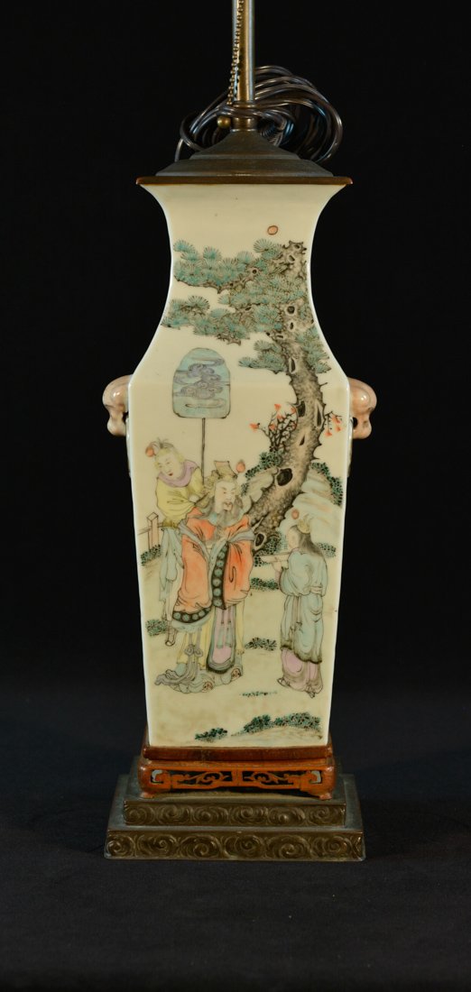 Chinese Square Porcelain Lamp Vase (1 of 8)