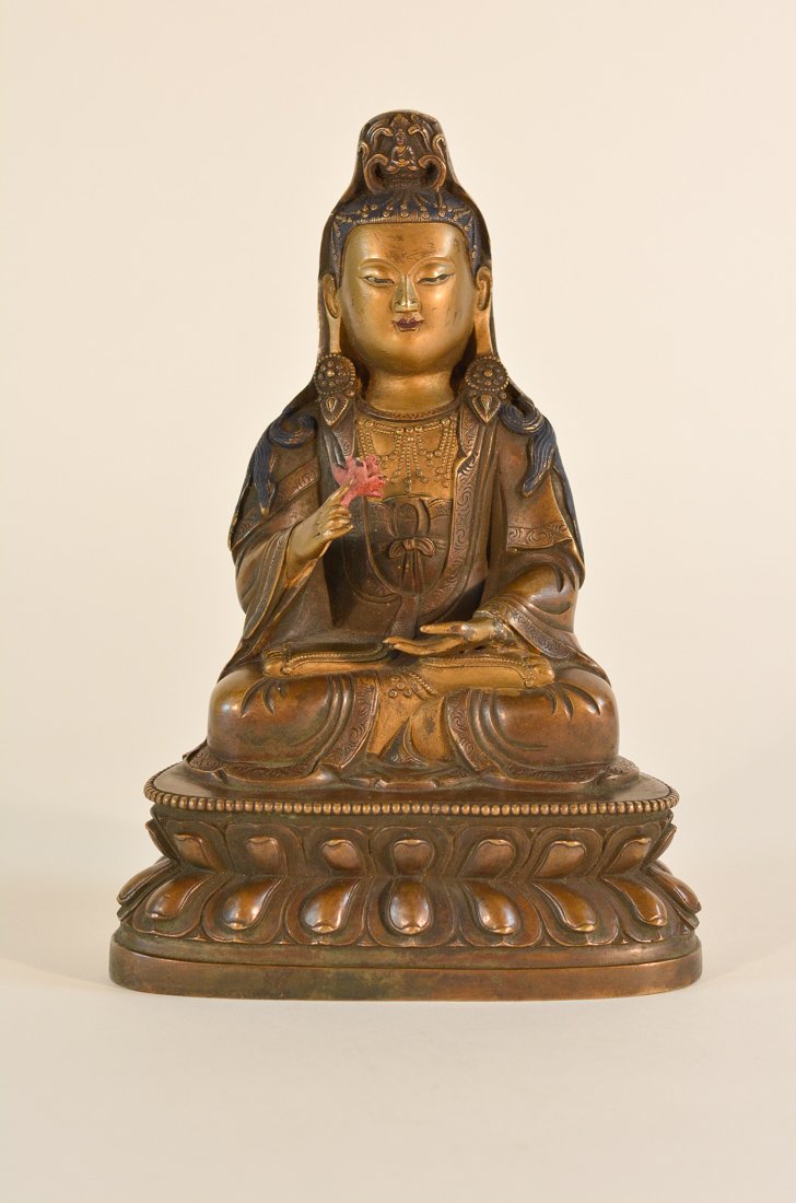 Chinese Bronze Seated Lotus Kuanyin (1 of 10)