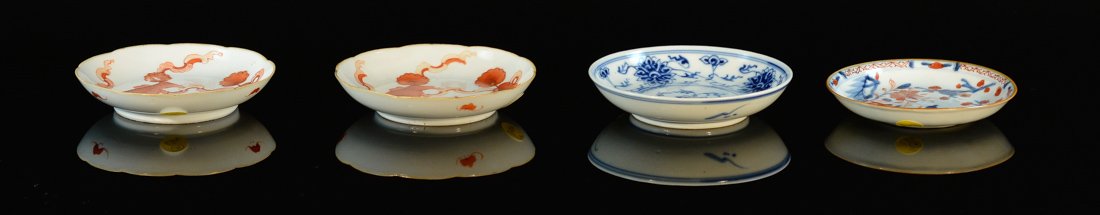 Group of Four Chinese Porcelain Dishes - Foolion lotus (1 of 10)