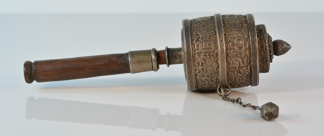 Tibetan Silver Praying Wheel (1 of 6)