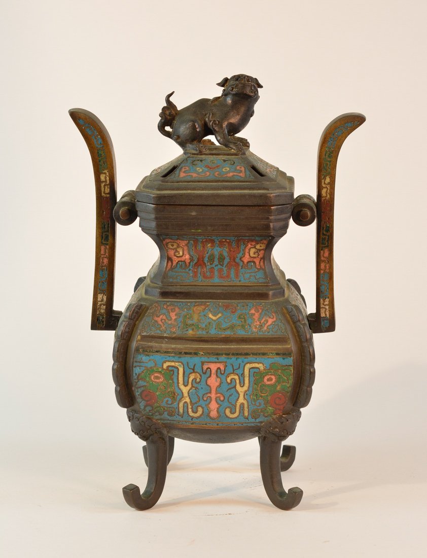 Asian Bronze Censer with Cloisonné Enamel (1 of 8)
