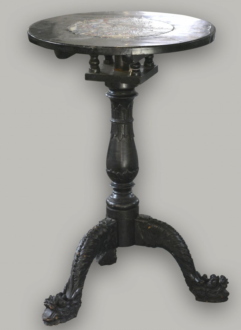 Chinese Rosewood Table with Porcelain Tiles (1 of 9)