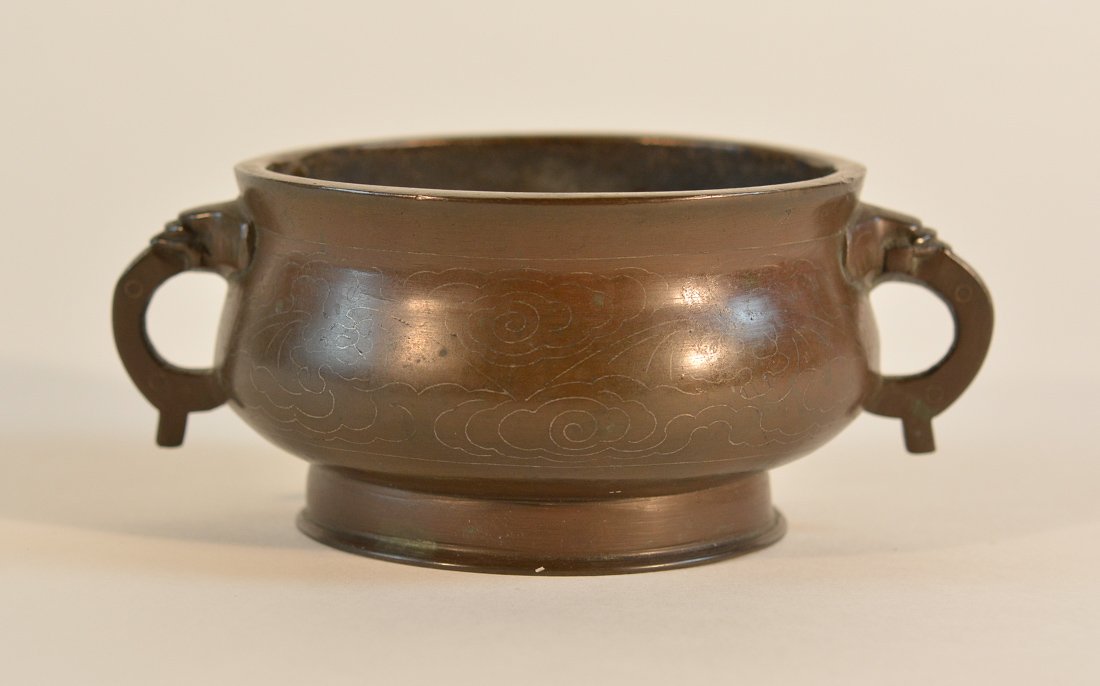 Chinese Bronze Censer with Silver Inlay (1 of 7)