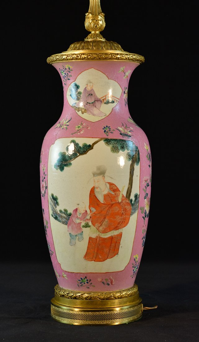 Chinese Famille Porcelain porcelain lamp vase (1 of 8)