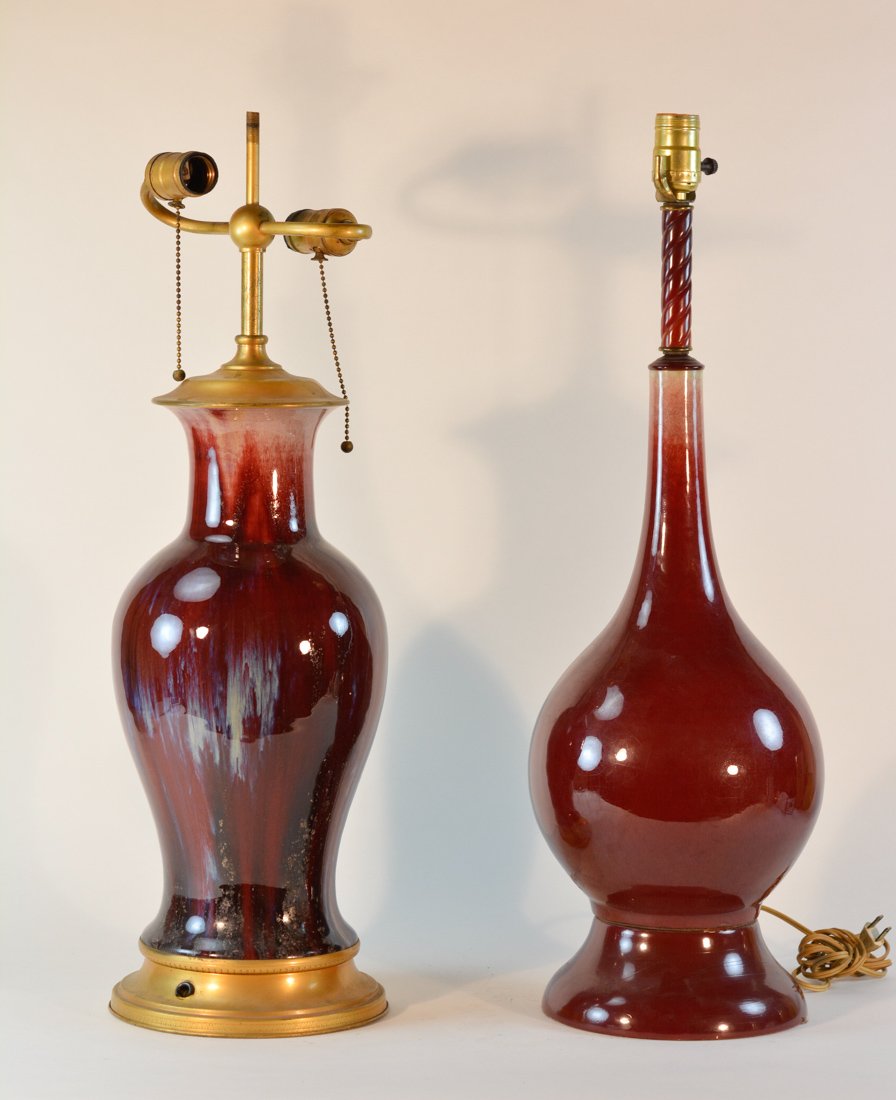 Two Chinese Red Porcelain Lamp Vases (1 of 10)