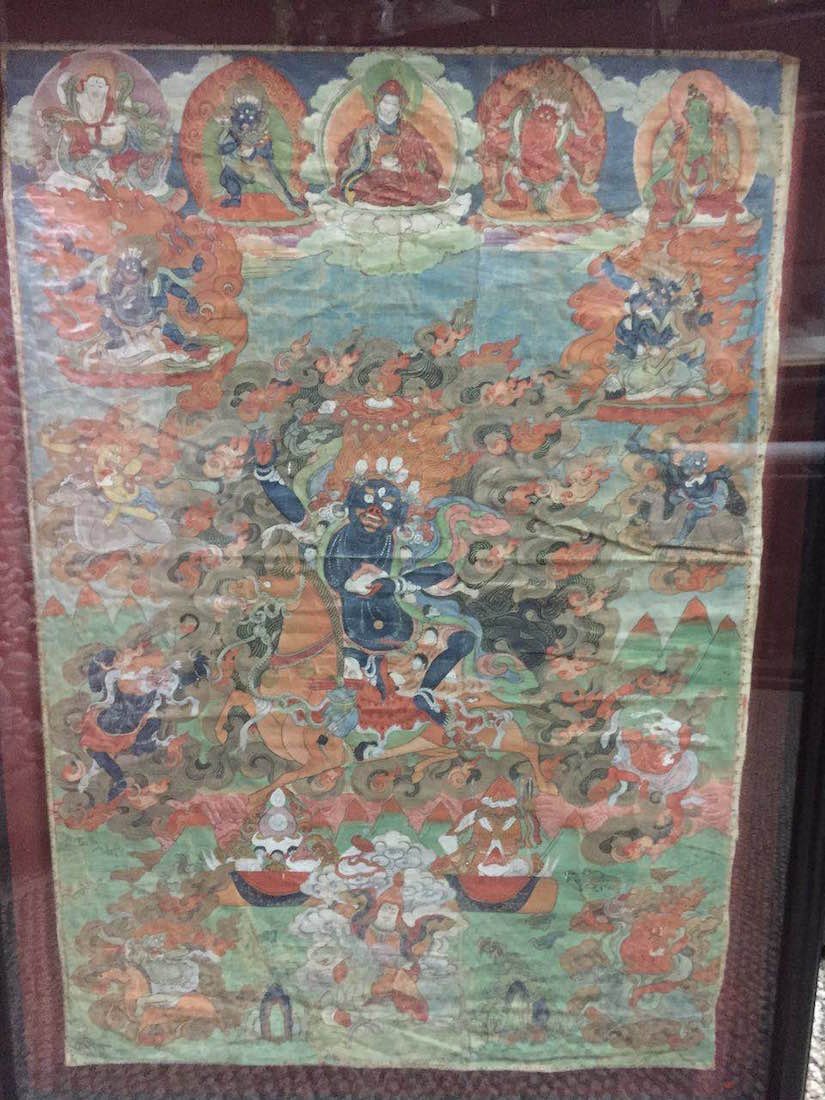 Mongolian Tibetan Thangka Painting of Lhamo: 18/19th cen, framed