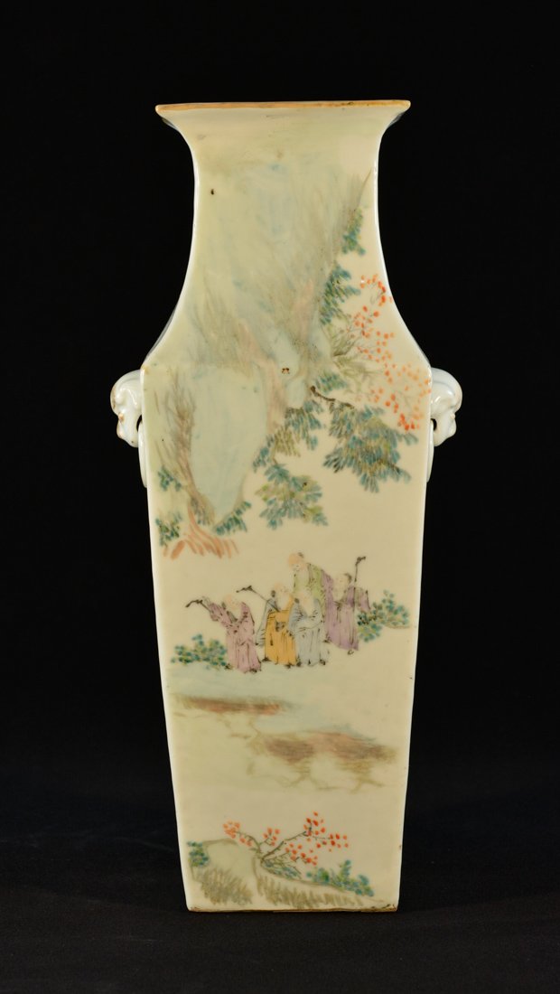 Chinese Square Vase of Landscape Scene (1 of 10)
