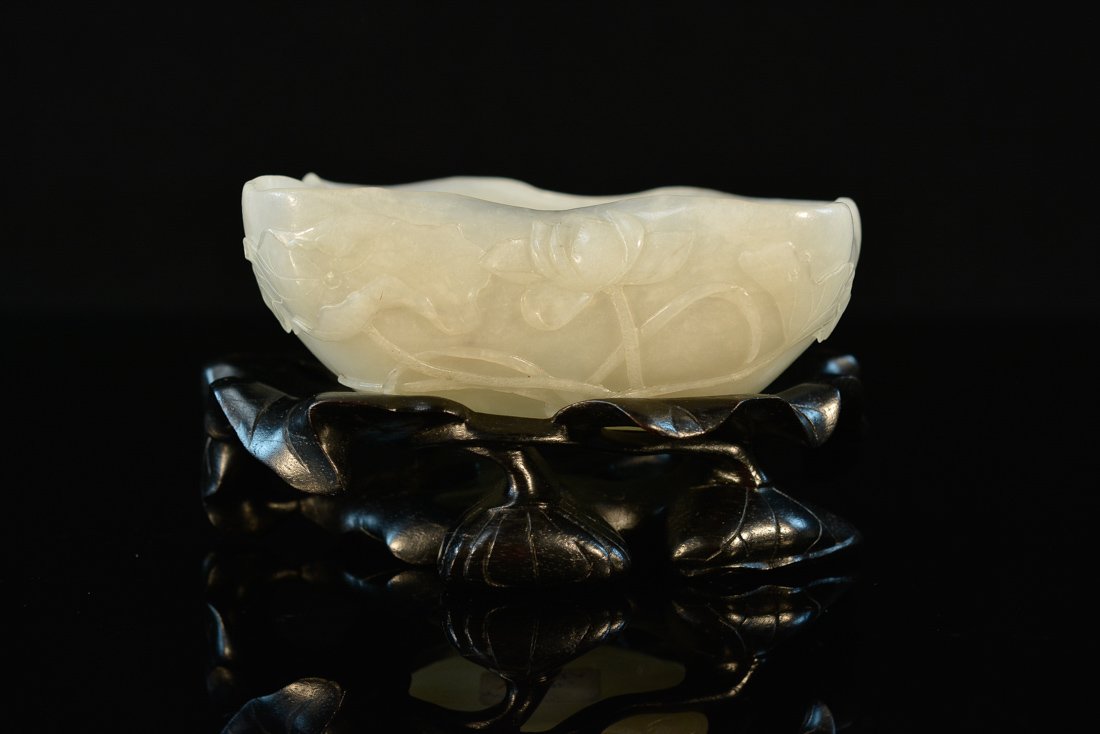 Chinese Jade Brush Washer with Rosewood Base (1 of 7)