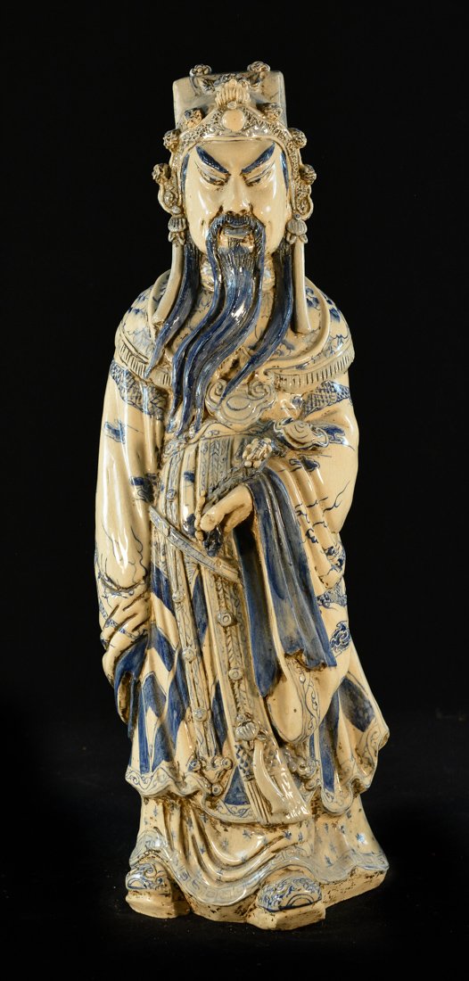 Large Chinese Blue White Porcelain Figurine with (1 of 9)