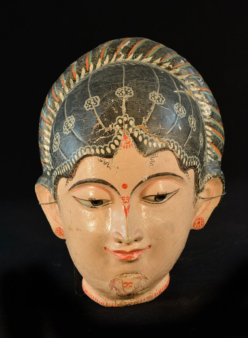 Southeast Asia Paper Mache Mask of a Lady (1 of 6)