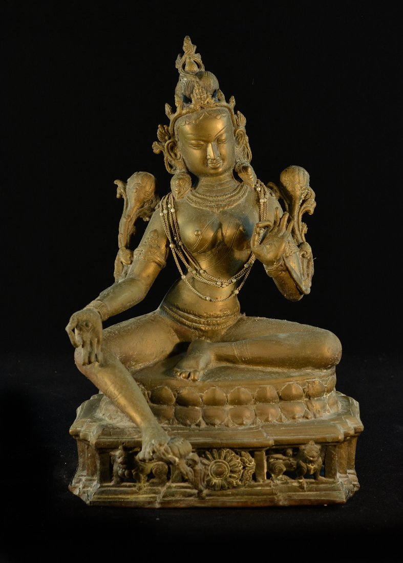 Large Indian Bronze Seated Tara (1 of 9)