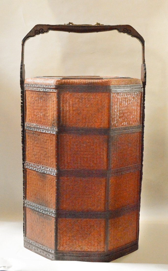 Very Large Floor Size Chinese Bamboo Box Basket (1 of 7)