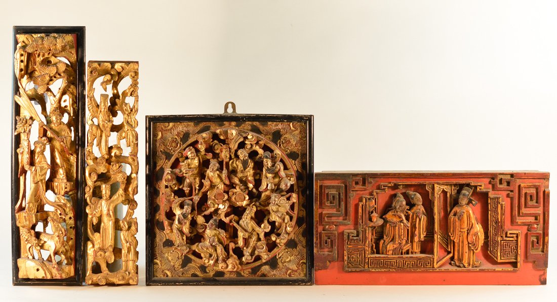 Collection of Four Chinese Wood Panel Carving (1 of 10)