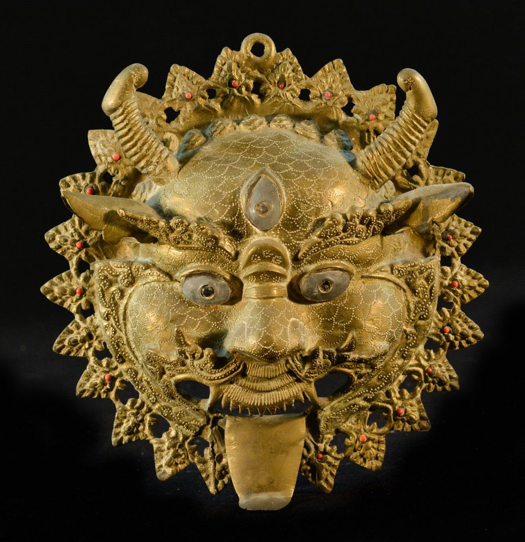 Nepal Bronze Mask with Pewter Inlay Eye (1 of 6)