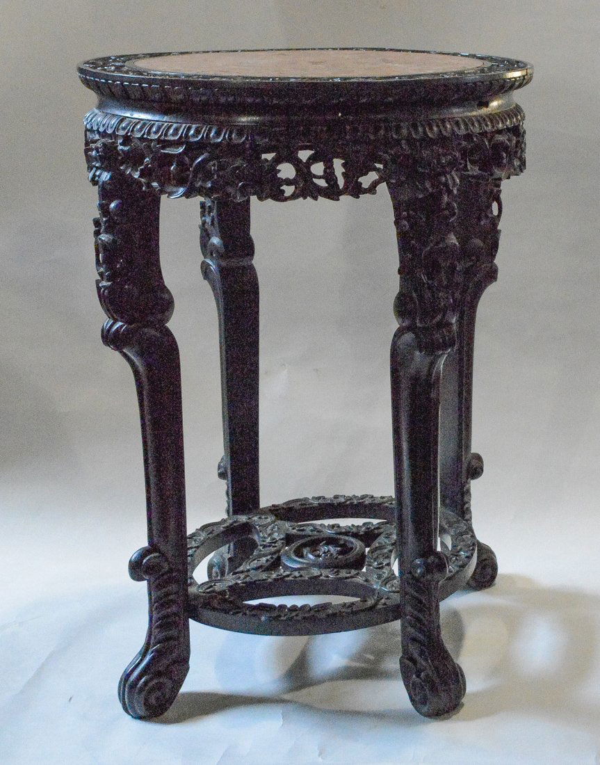 Chinese Carved Rosewood Planter Stand (1 of 6)