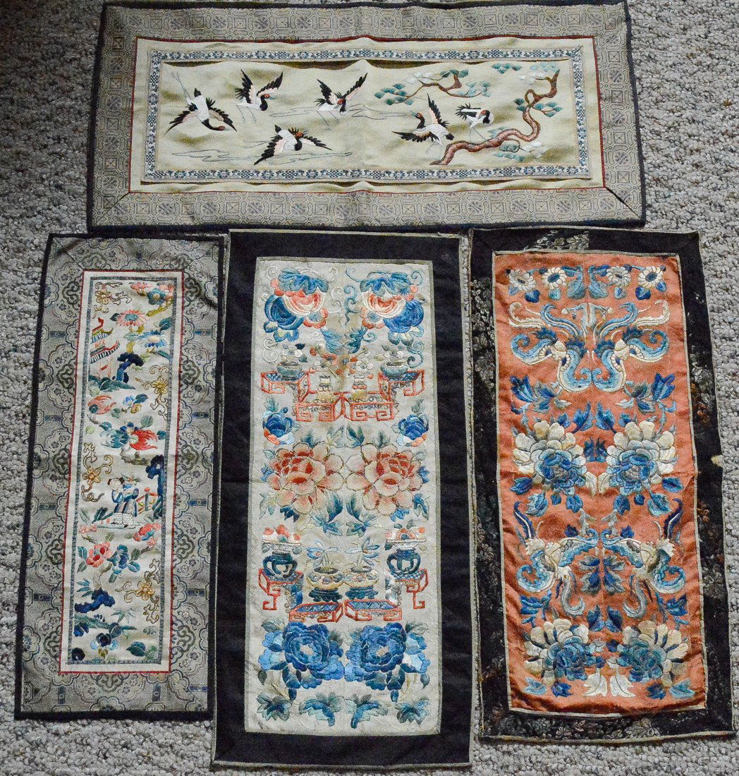 Group of Four Chinese Embroidery Panels (1 of 10)
