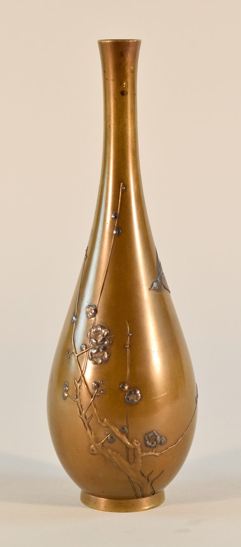 Japanese Mixed Metal Vase of Plum Blossom (1 of 6)