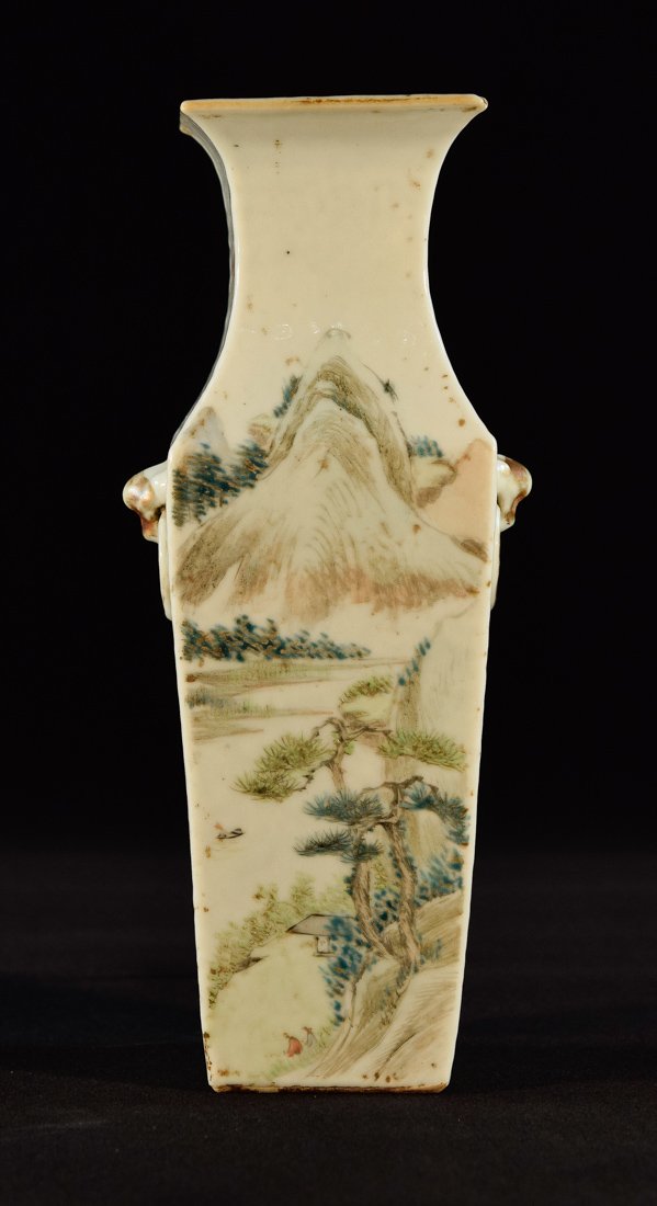 Chinese Square Porcelain Vase with Bird Scene (1 of 10)