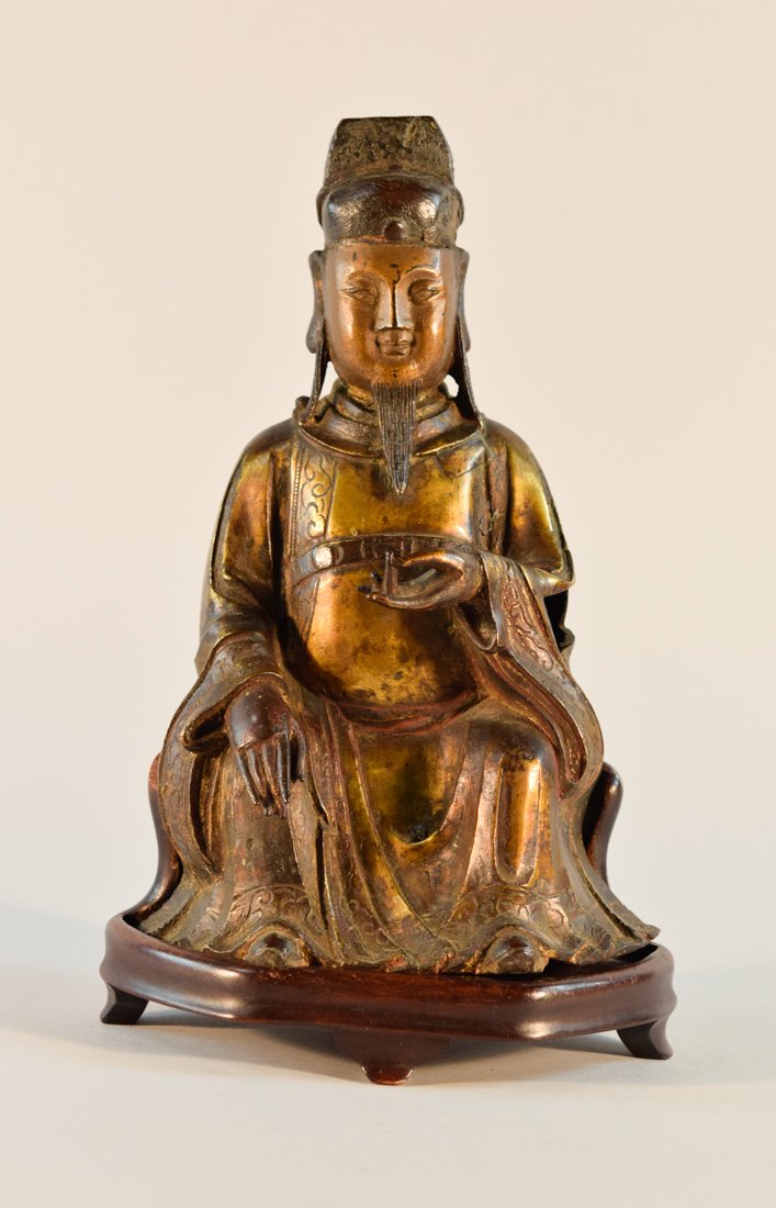 Chinese Ming Gilt Bronze Seated Officer (1 of 10)