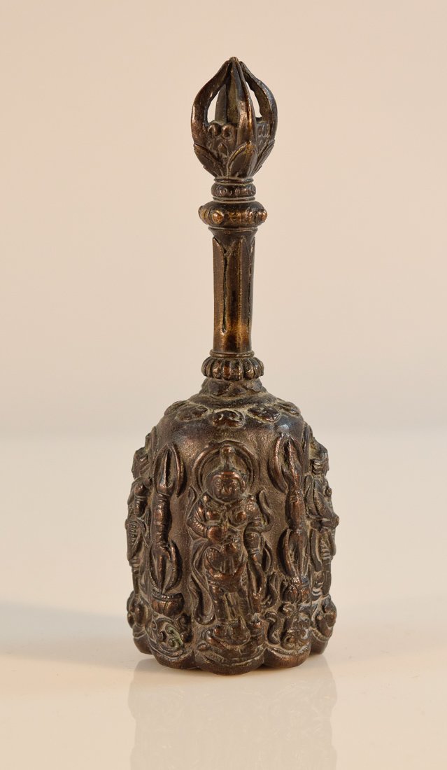 Tibetan Nepalese Bronze Temple Bell with Guardian (1 of 8)