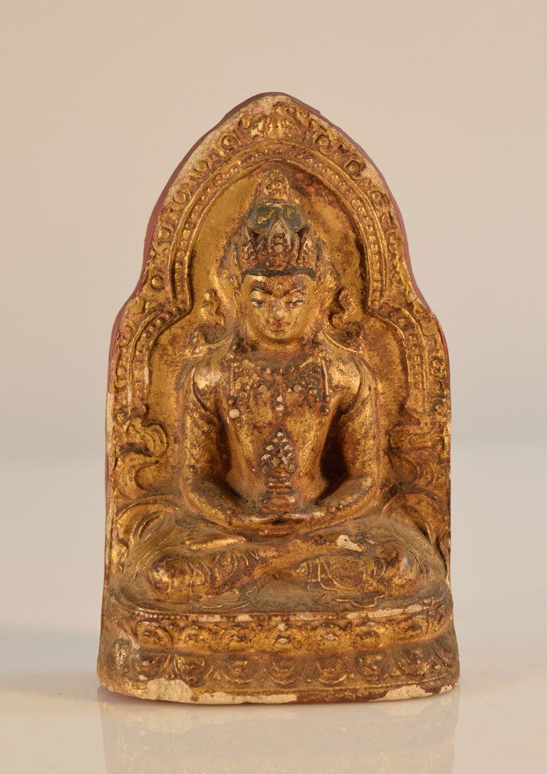 Tibetan Terra Cotta Clay Seated Amytaus (1 of 7)