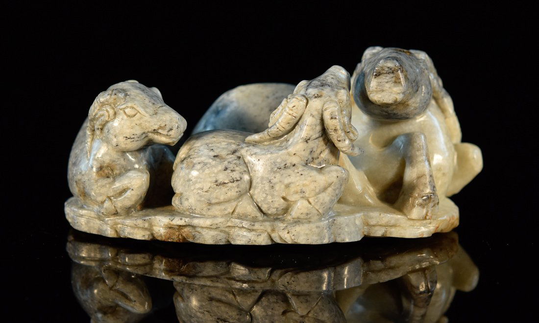 Chinese Nephrite Jade Carving of Three Rams (1 of 6)