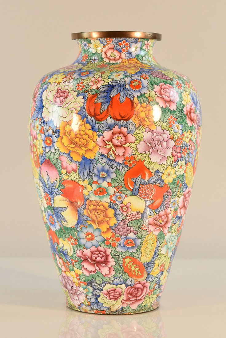 Chinese Enamel Vase with Milifloral Motif (1 of 9)